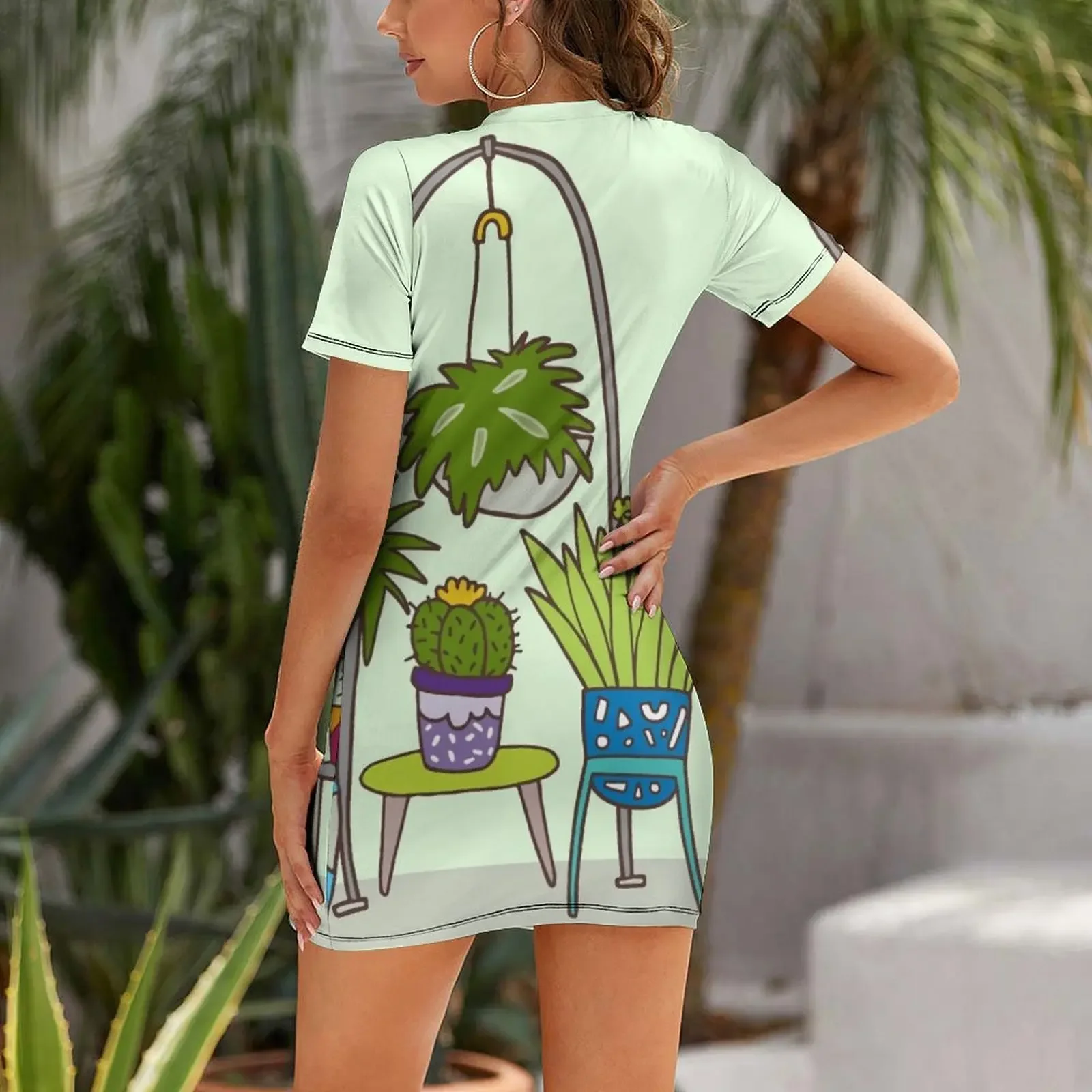 Plant life Short-Sleeved Dress - Korean Lifestyle Trends 评论和价格