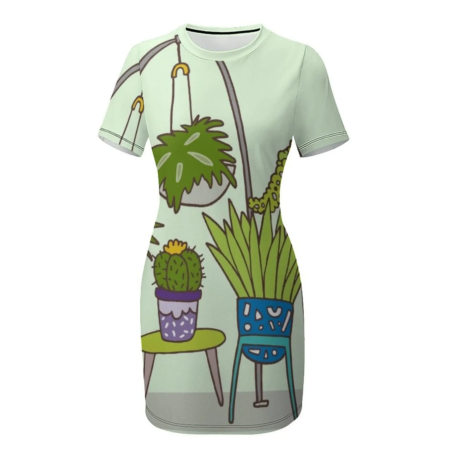 Plant life Short-Sleeved Dress - Korean Lifestyle Trends 评论和价格